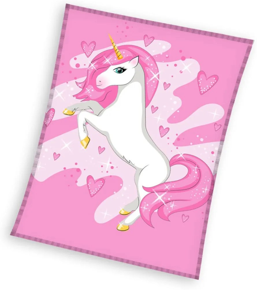 Unikornis Pink Heart polár takaró 150x200cm