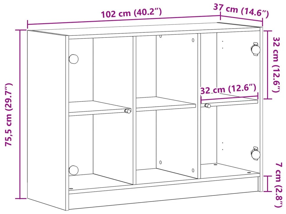 Oldalszekrény Fekete Tölgy 102x37x75,5 cm Mérnöki Fa