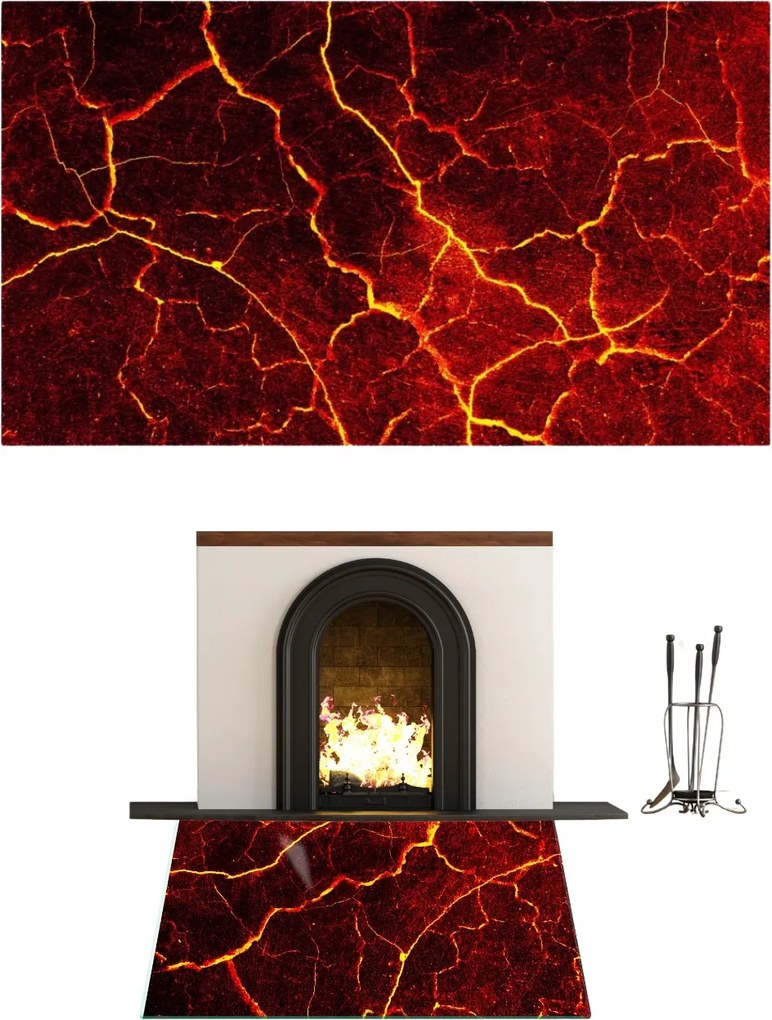 Kandalló Ablak Edzett Üveg Állvány Méret 80x52cm Grafika Pad