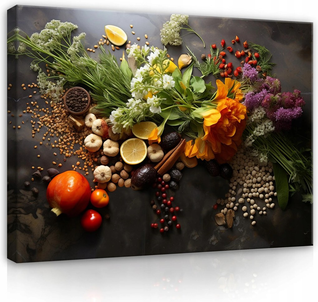 Konyha Fűszernövények Konyha Vászon Falikép Nagy 60x40