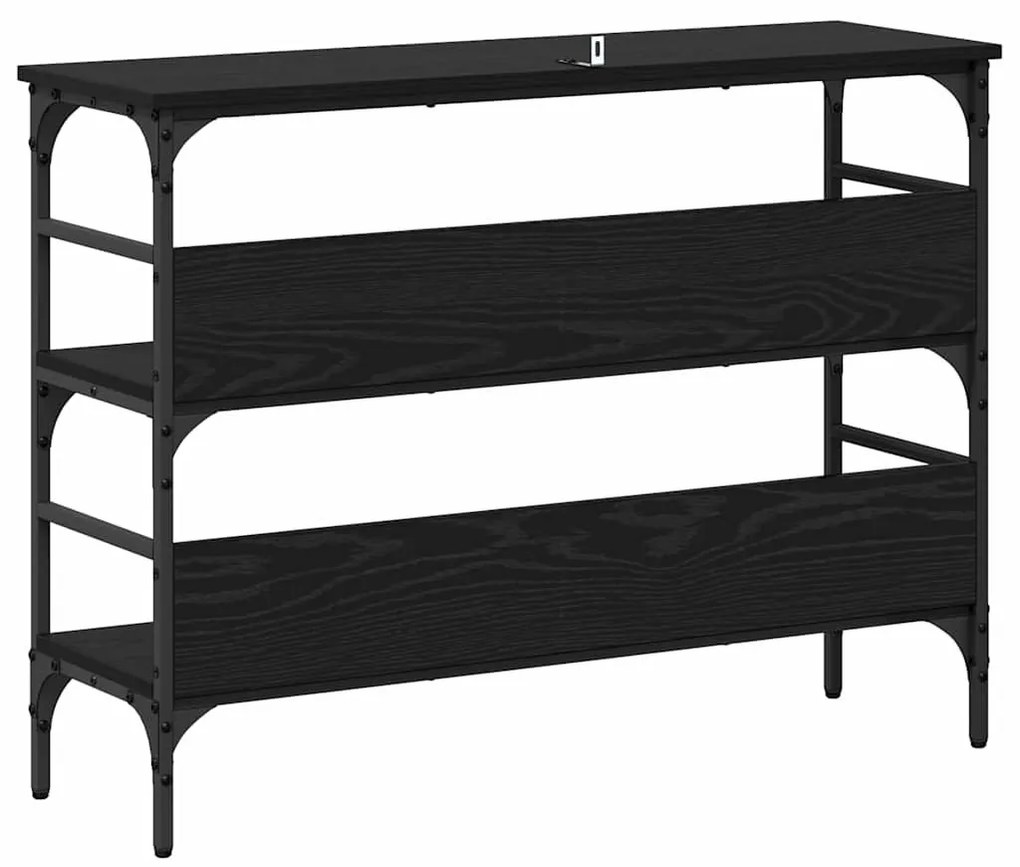 Konzolasztal polcokkal Musta tammi 100 x 32 x 75 cm Faanyag