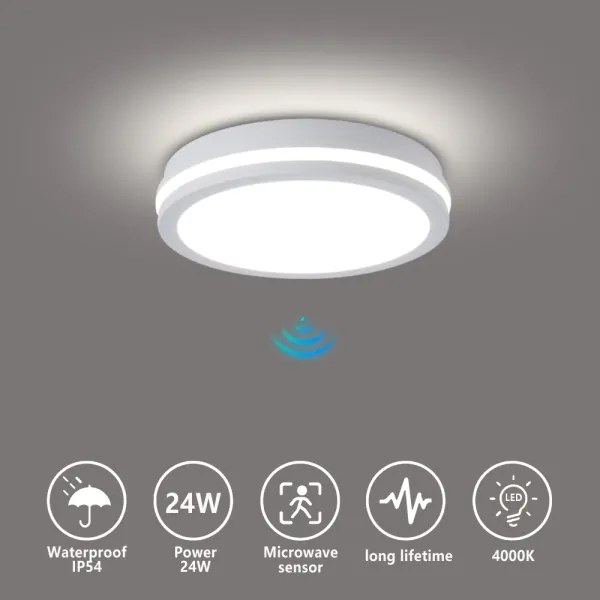 Brilagi - LED kültéri lámpatest érzékelővel BENE LED/24W/230V átm. 26 cm fehér IP54