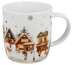 Karácsonyi porcelán bögre fenyőfa díszcsomagolásban 400 ml Christmas Village