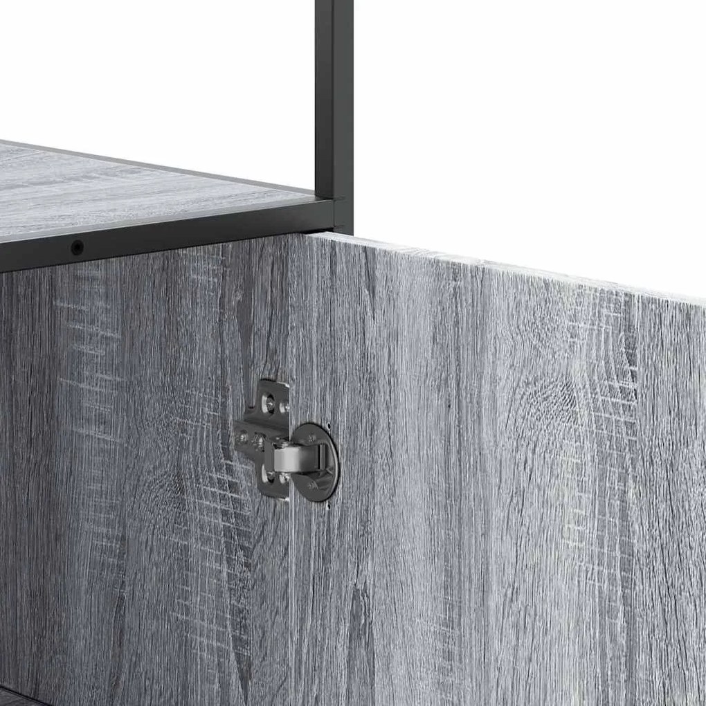Highboard szürke sonoma 35,5x35x139 cm gépelt fa és fém