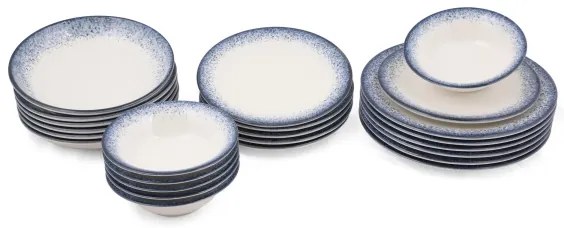 24 részes étkészlet fehér/kék/porcelán
