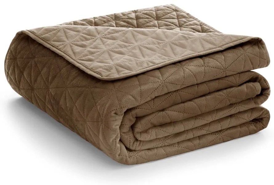 Világosbarna bársony steppelt ágytakaró 170x210 cm Laila – AmeliaHome
