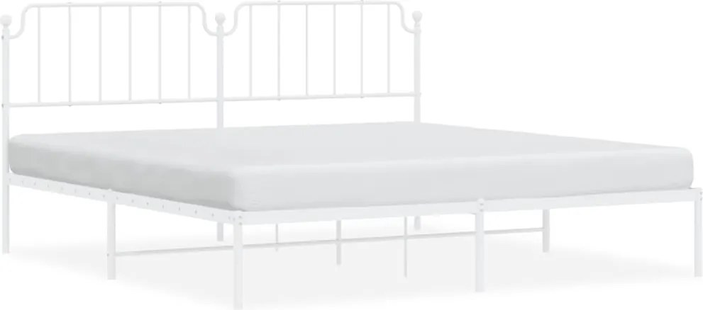 vidaXL fehér fém ágykeret fejtámlával 200 x 200 cm