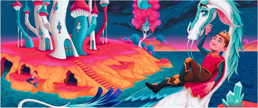 Kép - a herceg és a sárkány hercegnő (120x50 cm)