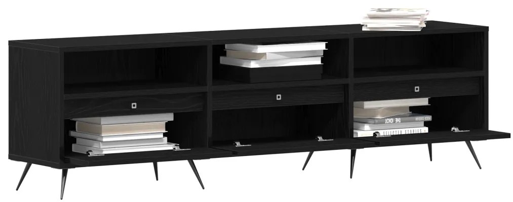 TV Szekrény Fekete 150x30x44,5 cm Műanyag