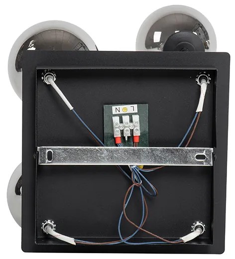 Modern mennyezeti lámpa fekete 5-ös füstüveggel - Athén