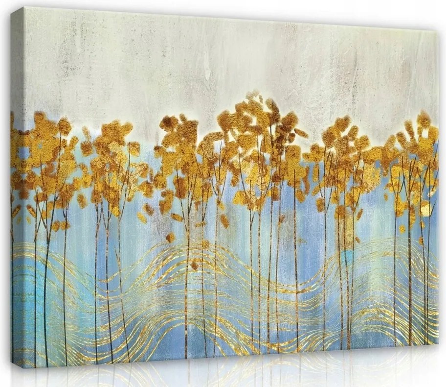 Vászonkép 120x80 Arany fák erdő ősz absztrakt textúra ragyogás természet