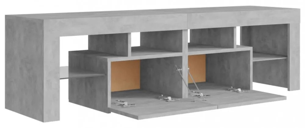 betonszürke TV-szekrény LED-lámpákkal 140 x 36,5 x 40 cm