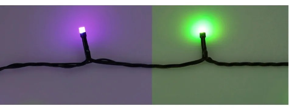 RGB karácsonyi LED-lánc távirányítóval 198 LED, színes, 19,8 m