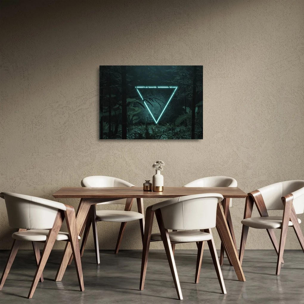 Kép - Neon háromszög a dzsungelben (üvegen) (70x50 cm)