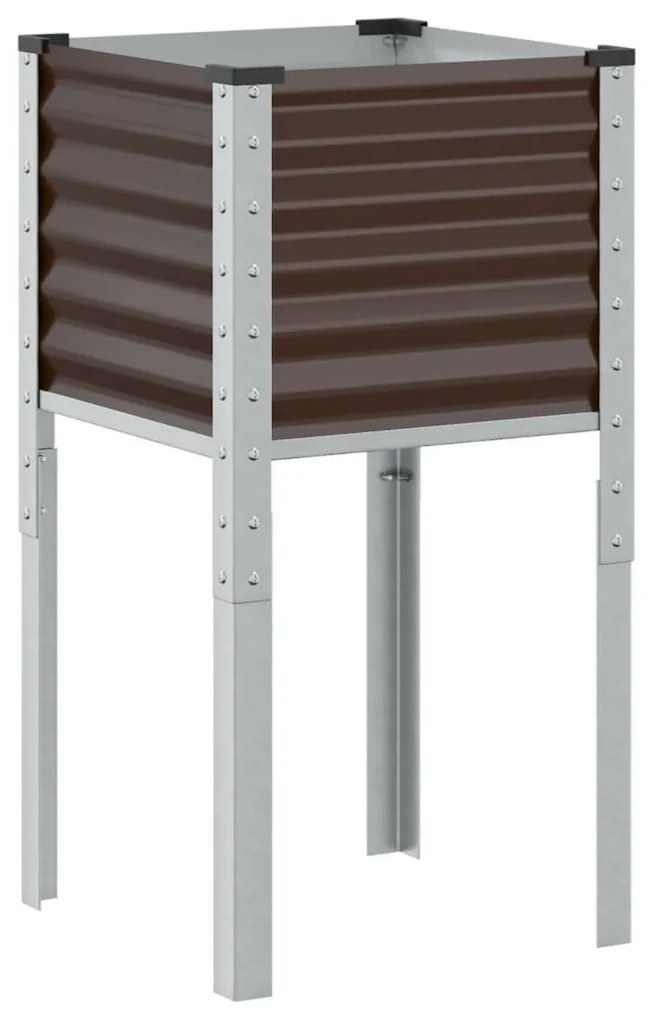 barna acél kerti virágláda 45 x 45 x 88 cm