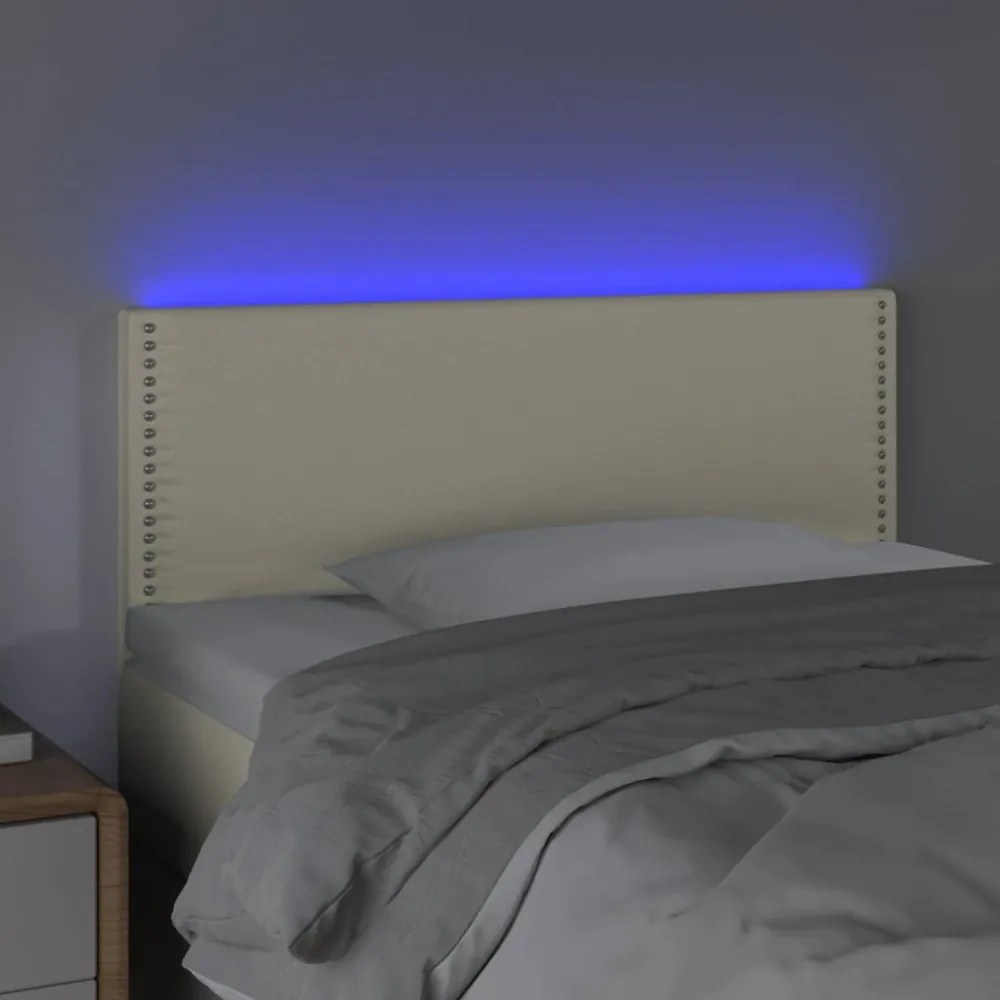 krémszínű műbőr LED-es fejtámla 100 x 5 x 78/88 cm