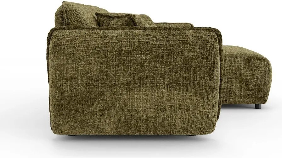 Zöld zsenília sarokkanapé (jobb oldali-heverő résszel) Nelia – Ropez