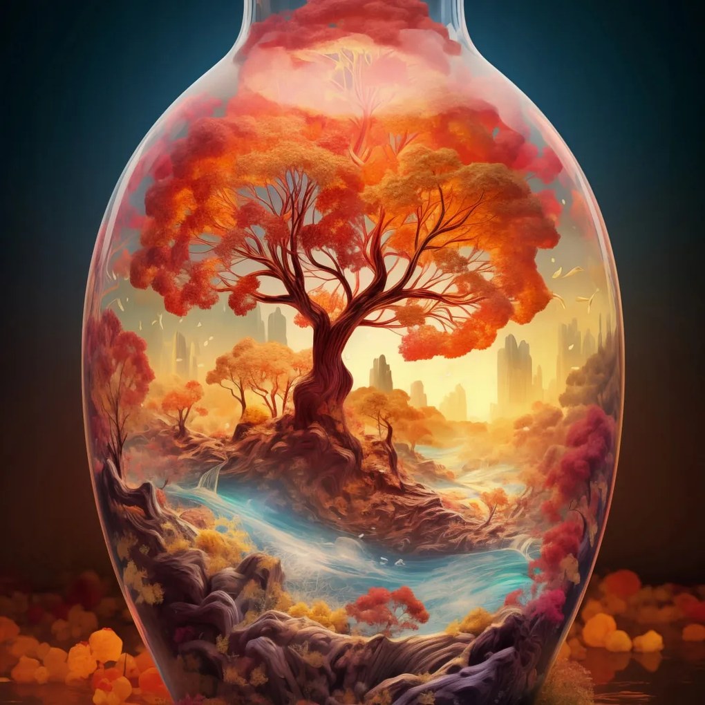 Poszter 20x20cm Az élet fája üvegben