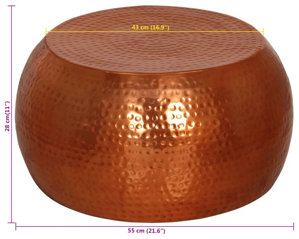 sárgaréz színű alumínium dohányzóasztal Ø55 x 28 cm