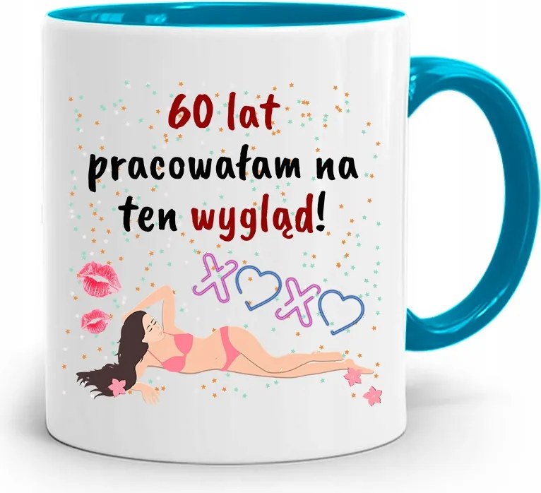 Kék Bögre Születésnapi Ajándék 60 60-es 60-as évek fotónyomtatással