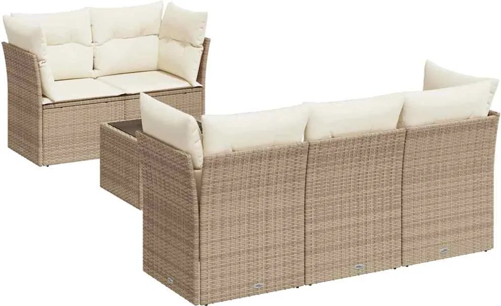 vidaXL 6 részes bézs polyrattan kerti ülőgarnitúra párnával