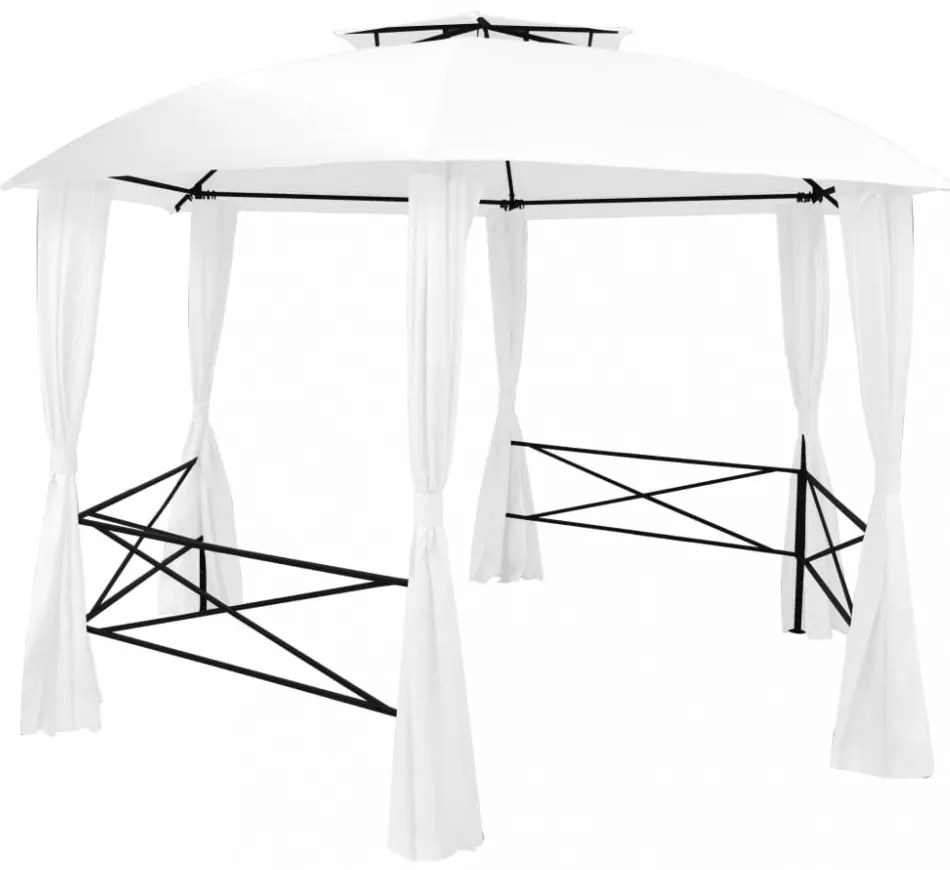 fehér kerti pavilon függönyökkel 360 x 312 x 265 cm 180 g/m²
