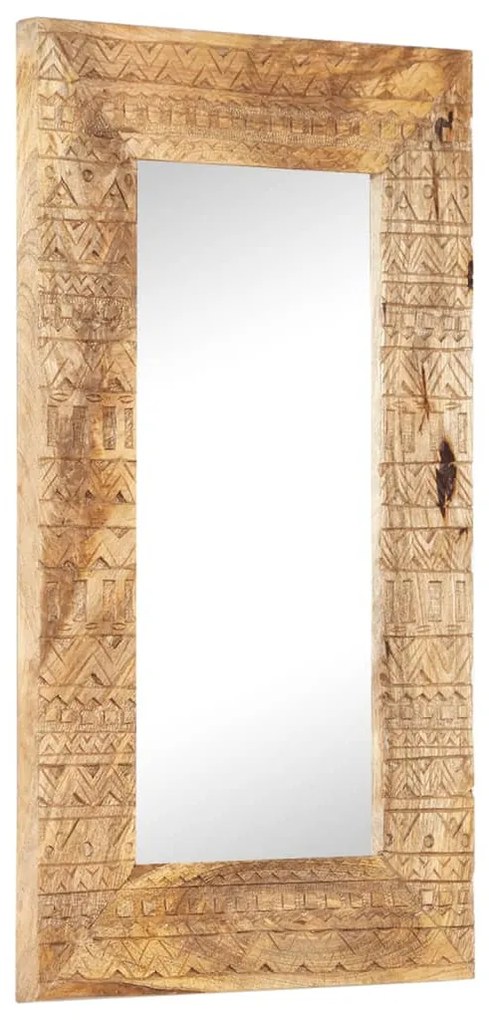kézzel faragott tömör mangófa tükör 80 x 50 x 2,5 cm