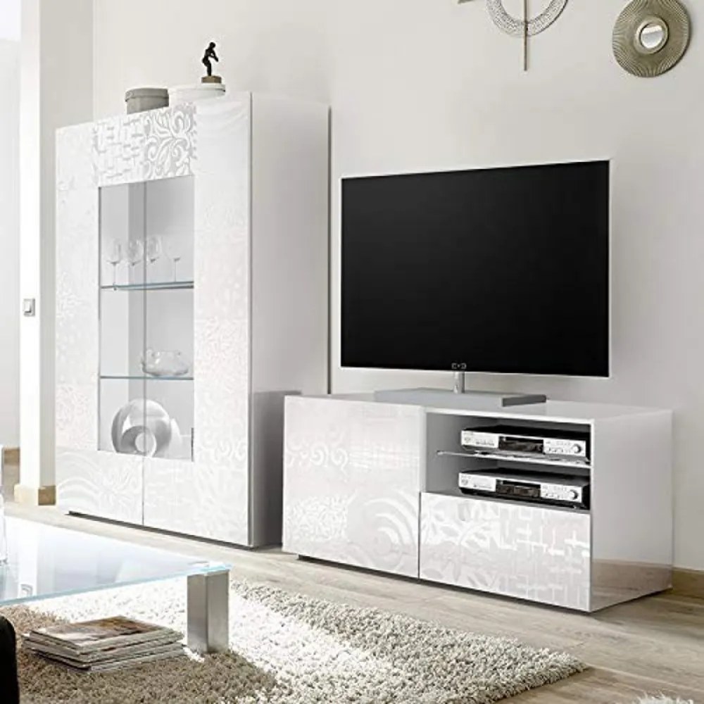 MIRO Fehér Kis TV szekrény 1 ajtós 1 fiókos 122cm
