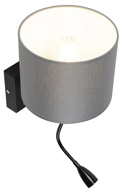 Modern fali lámpa fekete szürke árnyékolóval - Brescia