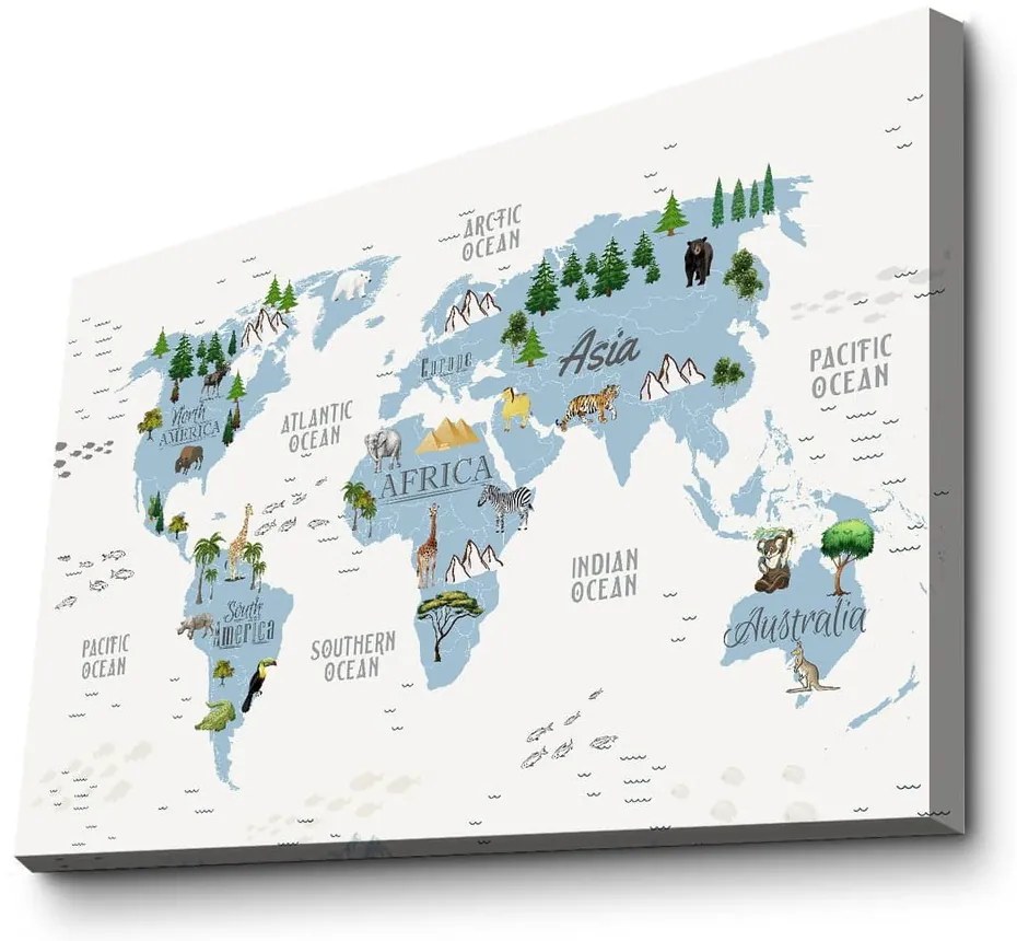 Gyerekszoba kép 45x70 cm Map – Wallity