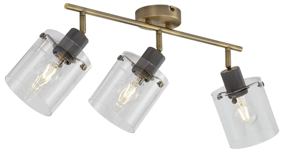 Design mennyezeti spotlámpa bronz színben, átlátszó üveggel, 3-lámpás - Domo