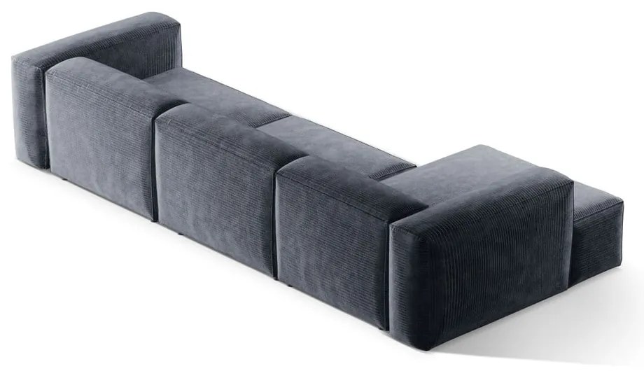 Szürkéskék kordbársony sarokkanapé (bal oldali-heverő résszel) Bergamo – Cosmopolitan Design