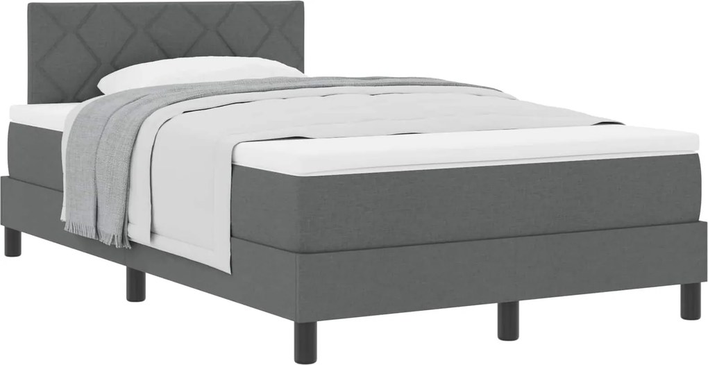vidaXL Boxrugós ágy matracmal Sötétszürke 120 x 190 cm szövet