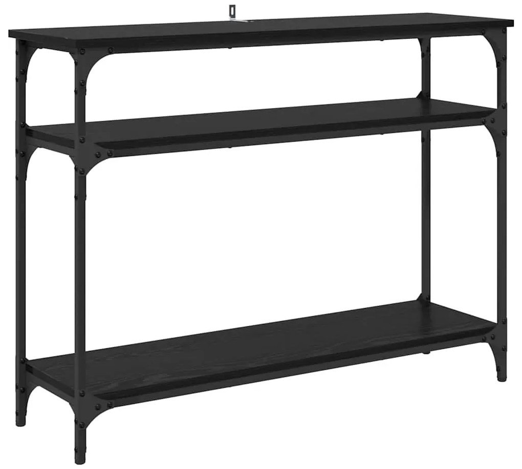 vidaXL Konzolasztal polcokkal Fekete tölgy 100 x 29 x 75 cm Faanyag