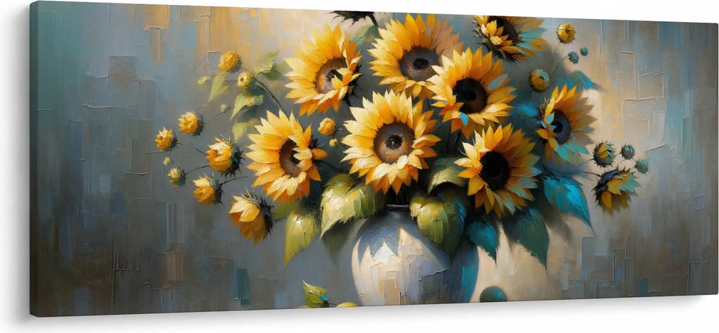 Kép – Napraforgós váza (120x50 cm)