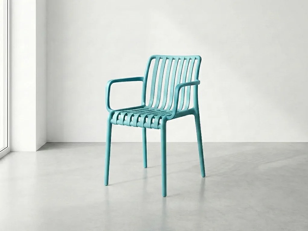 Műanyag szék TREGO kartámaszokkal, kék