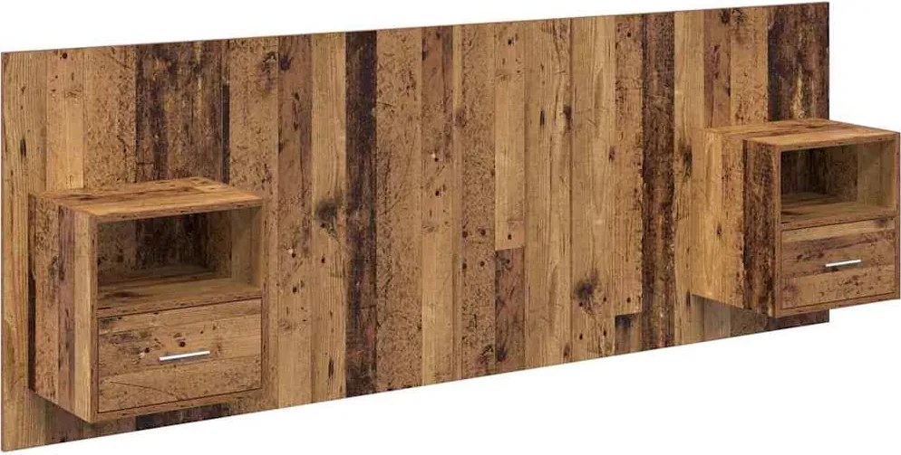 vidaXL Fejtámla Szekrénnyel fiókkal polcokkal 3 pcs Öreg fa Faanyag