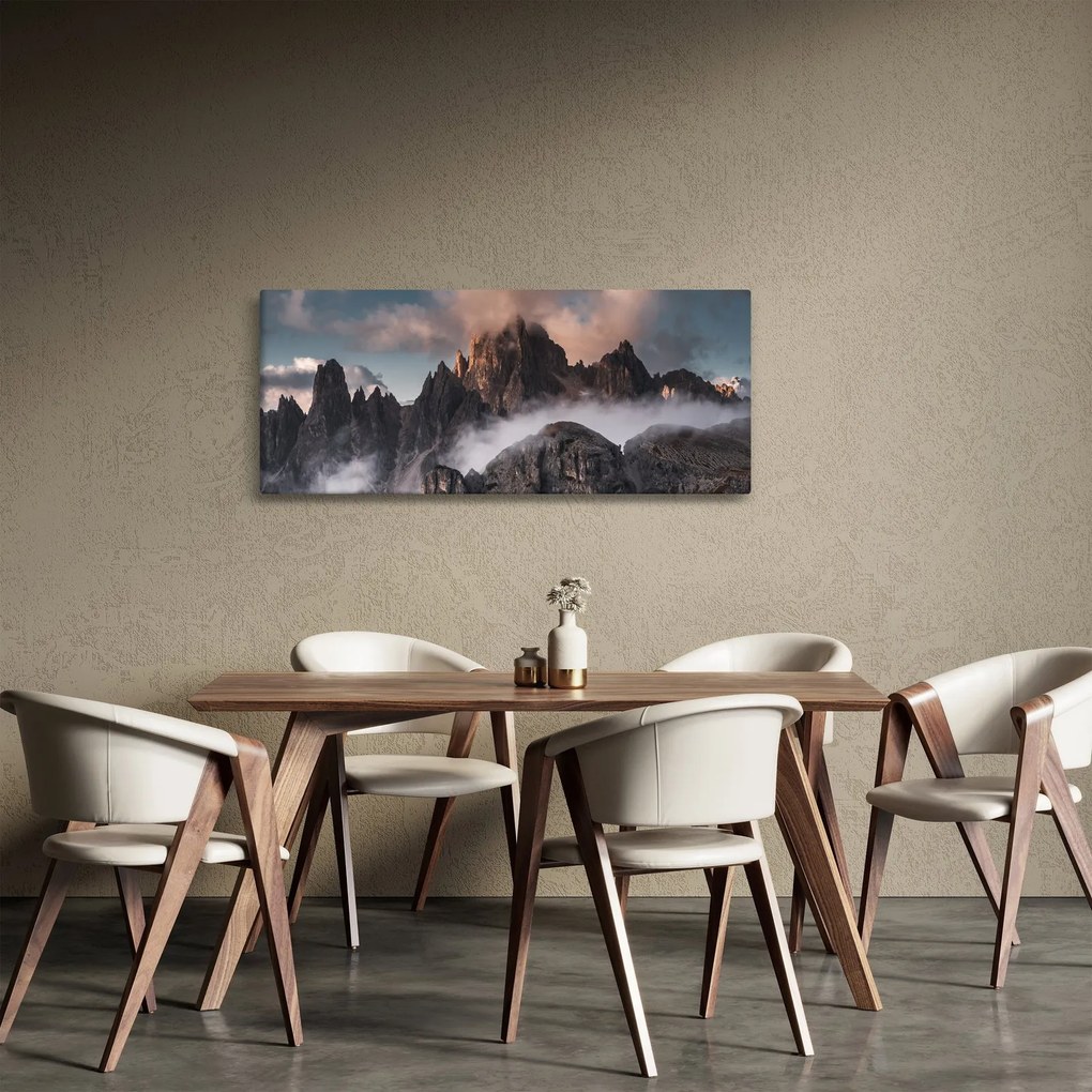 Kép - A ködben rejtett olasz dolomitok (120x50 cm)