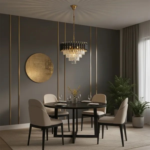 Brilagi - ECLIPSE láncos csillár 7xE14/10W/230V Ø 48 cm fekete/arany