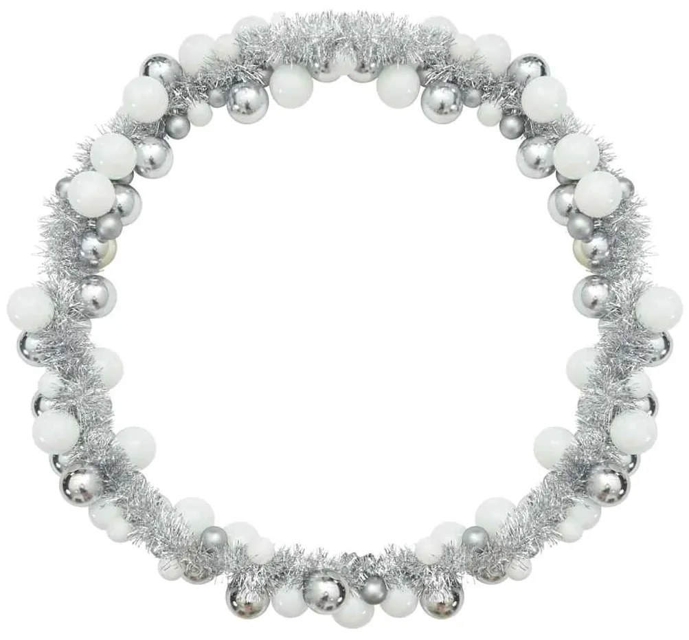 Karácsonyi gömb girland Fehér és Ezüst 186 cm Polisztirol