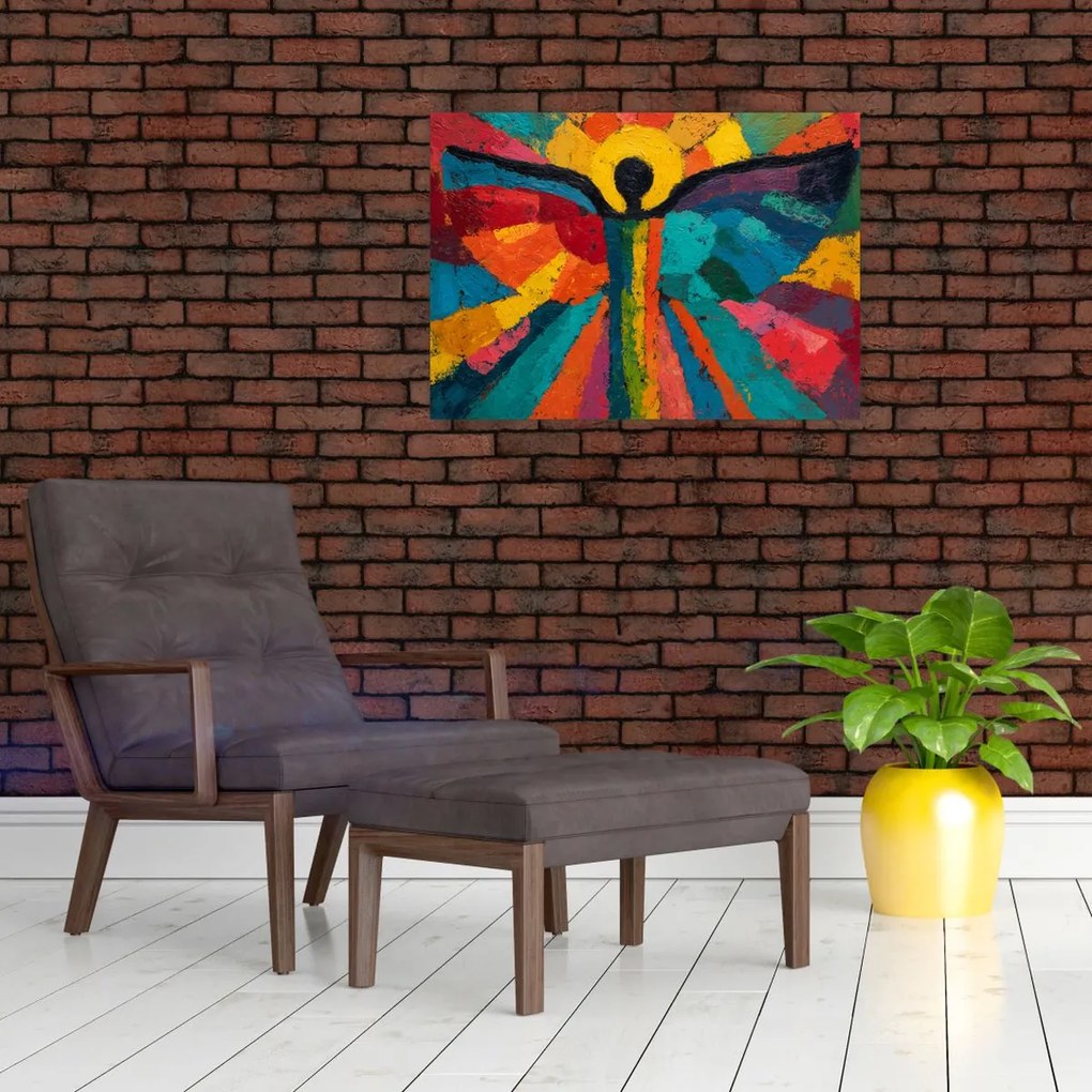 Üveg kép - Festett angyal (70x50 cm)