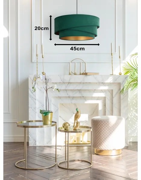 Duolla - Csillár zsinóron KOBO 1xE27/15W/230V átm. 45 cm zöld/arany