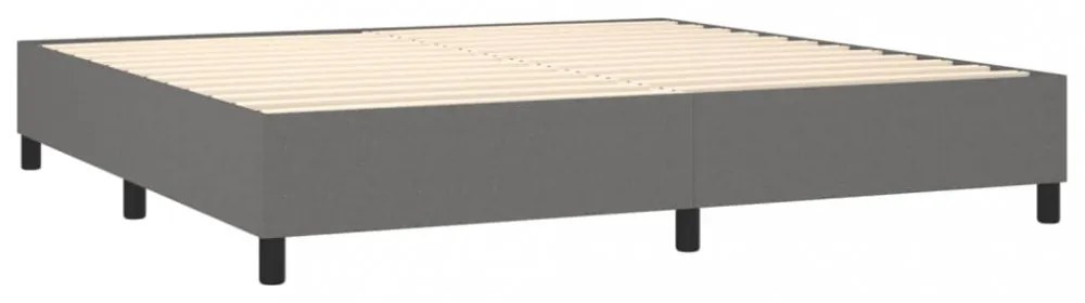 sötétszürke szövet rugós és LED-es ágy matraccal 200x200 cm