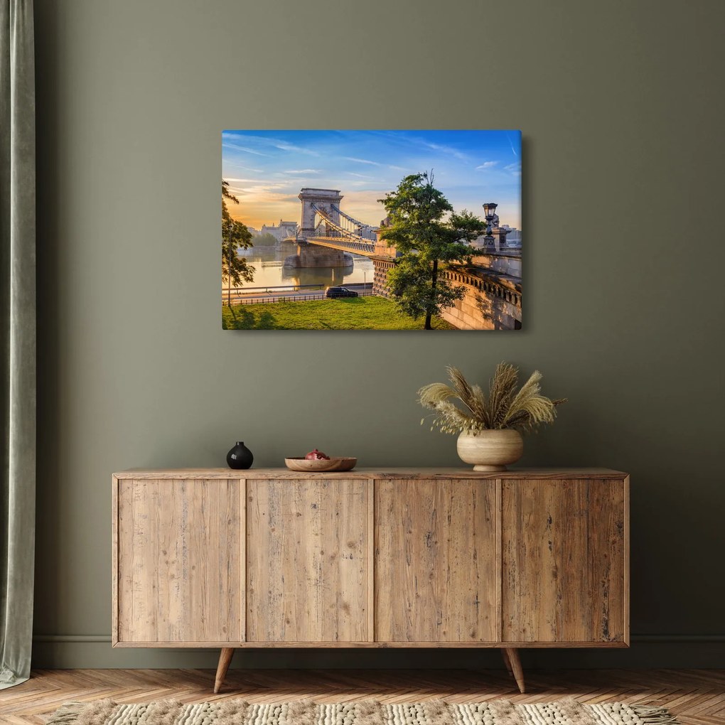 Kép - Híd a folyón, Budapest, Magyarország (90x60 cm)