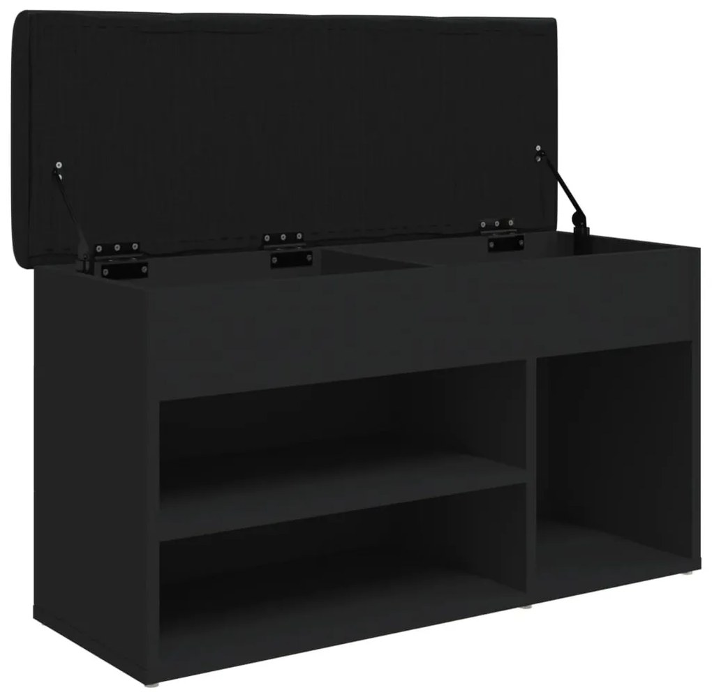 fekete szerelt fa cipőtároló pad 82 x 32 x 45,5 cm