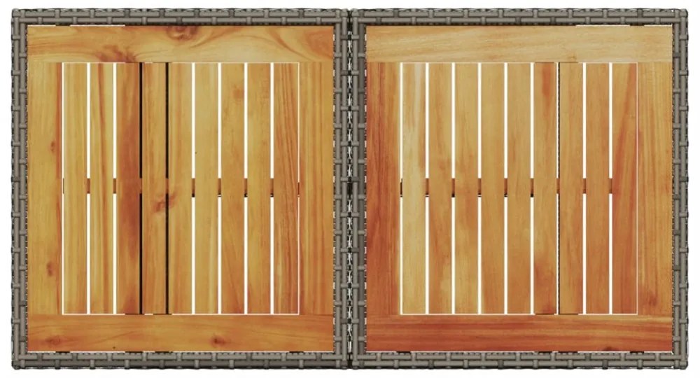 szürke polyrattan és akácfa kerti asztal 100 x 55 x 73 cm