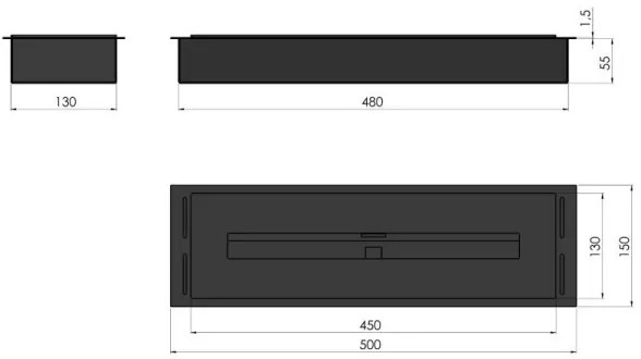 InFire - Beépített BIO kandalló 5,5x50 cm 3kW króm