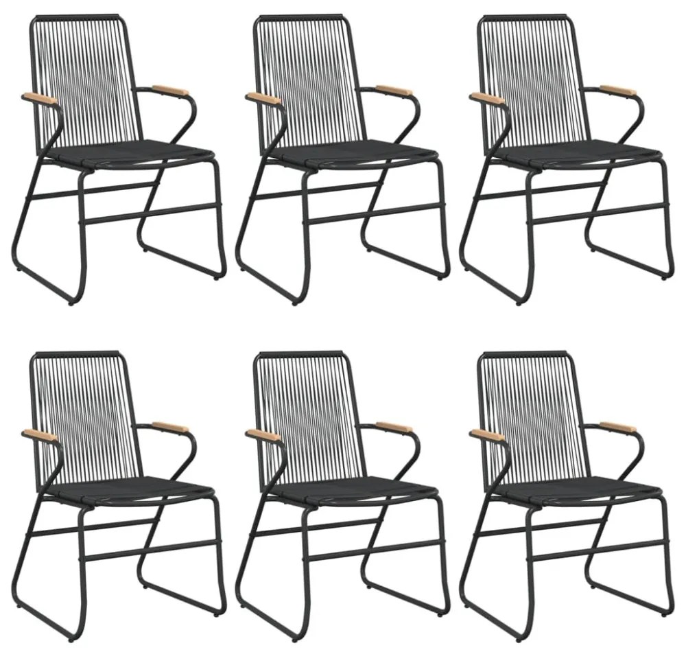 vidaXL 7 részes fekete PVC rattan kerti étkezőgarnitúra
