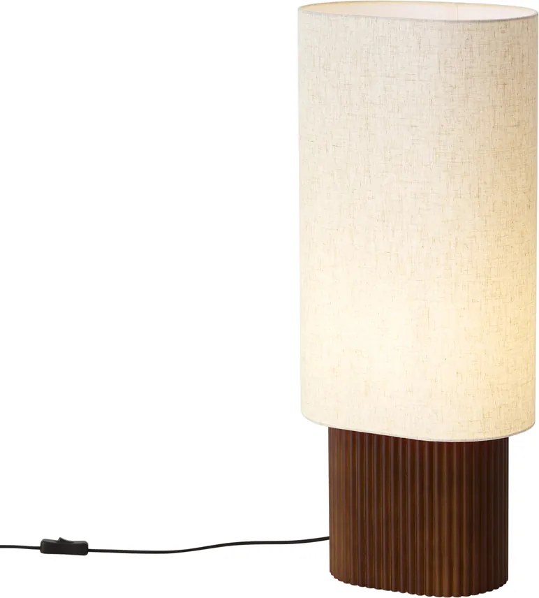 Japandi Állólámpa Diófa Szövet Lámpaernyővel 70 cm - Lamel