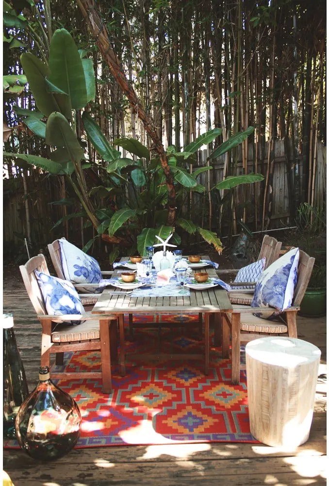 Lhasa Orange & Violet narancssárga-lila kétoldalas kültéri szőnyeg újrahasznosított műanyagból, 90 x 150 cm - Fab Hab